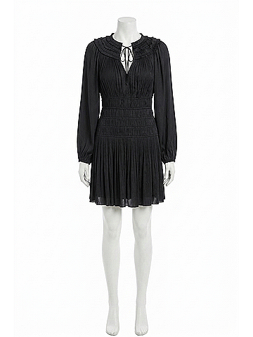Ulla Johnson Malia Long Sleeve Mini Dress in Noir (view 1)