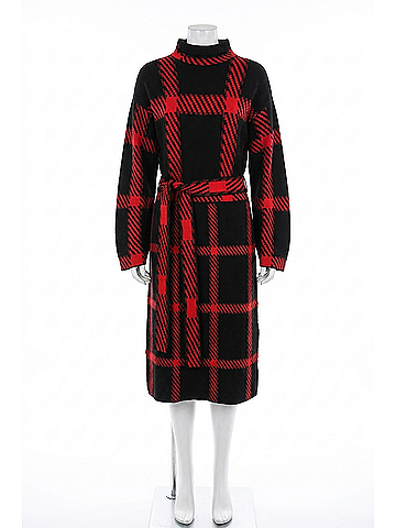 Stella McCartney Women's Check Print Belted Dress in Black Red (view 1)