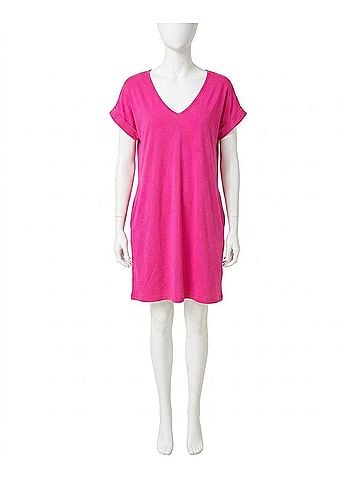 Entro Everyday Pocket Short Dress in Fuchsia (view 1)