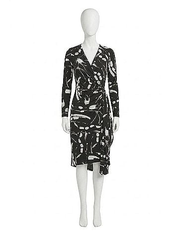 Joseph Ribkoff Abstract Faux Wrap Dress in Black/Multi (view 1)