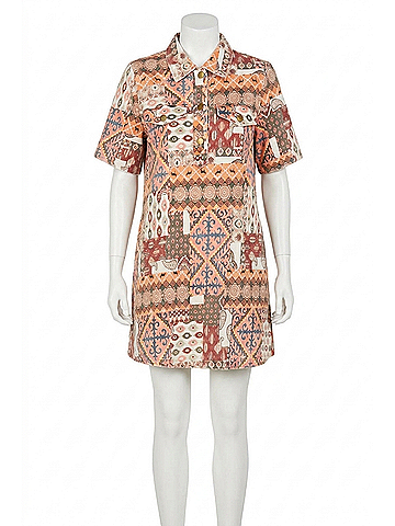 Fate Myron Swing Dress in Rust Multi (view 1)