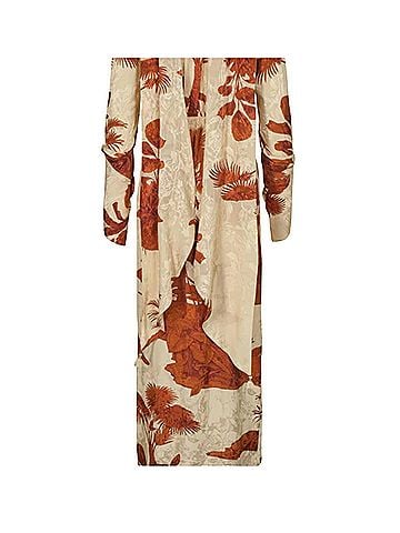 Johanna Ortiz Unmooring Wrap Dress in Ecru-Brown (view 2)