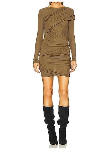 Isabel Marant Denise Mini Dress in Khaki (view 2)