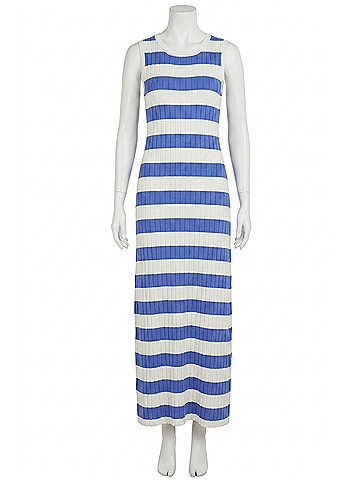 Lalavon Jayden Knit Maxi Dress in Blue Stripe (view 1)