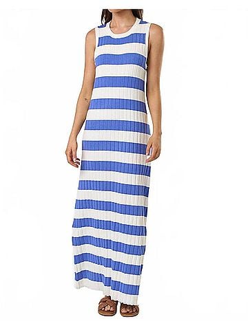 Lalavon Jayden Knit Maxi Dress in Blue Stripe (view 2)