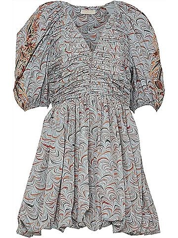Ulla Johnson Gwen V-Neck Puff Sleeve Pleated Mini Dress in Chalcedony (view 1)