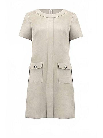Joseph Ribkoff Scuba Suede Shift Dress in Moonstone (view 1)