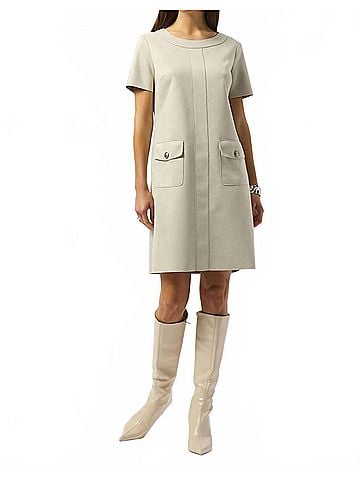 Joseph Ribkoff Scuba Suede Shift Dress in Moonstone (view 2)