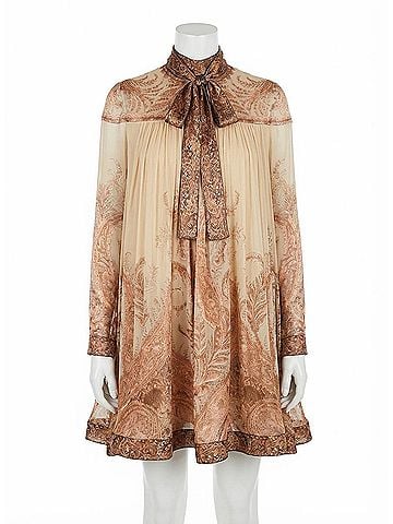 Zimmermann Hypnotic Batwing Mini Dress in Cream Paisley (view 1)