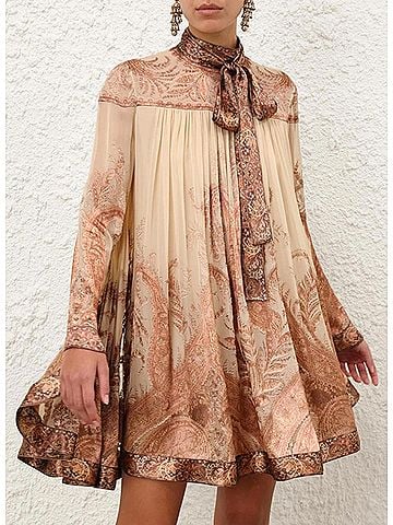 Zimmermann Hypnotic Batwing Mini Dress in Cream Paisley (view 2)