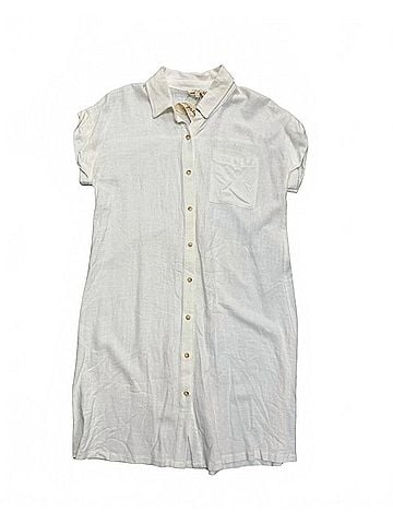Mystree Women's Linen Short Sleeve Dress in White (view 1)