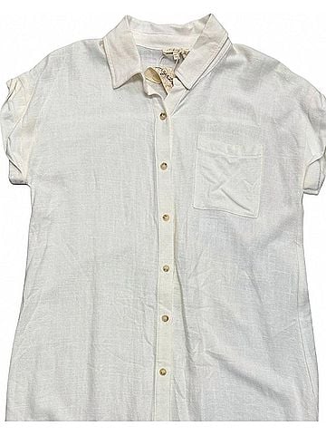 Mystree Women's Linen Short Sleeve Dress in White (view 2)