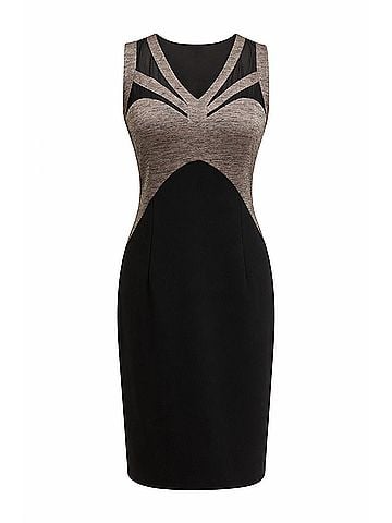 Joseph Ribkoff Women's Sleeveless Knee-Length Dress in Black & Bronze (view 1)