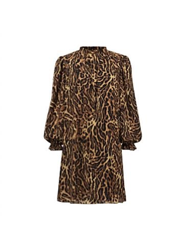 Joseph Ribkoff High Neck Animal Print Dress in Black/Brown (view 1)