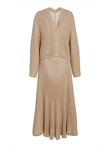 Alexis Heida Midi Dress in Gold (view 1)