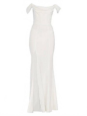 Dress the Population Melania Bustier Mermaid Gown in White (view 1)