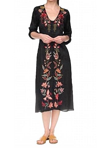 Johnny Was Button Front Dress in Black (view 2)