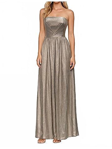 Dress the Population Corset Strapless Boning Long Gown in Gold (view 2)