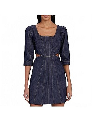 Cinq à Sept Lani Cut-Out Denim Mini Dress in Blue (view 2)