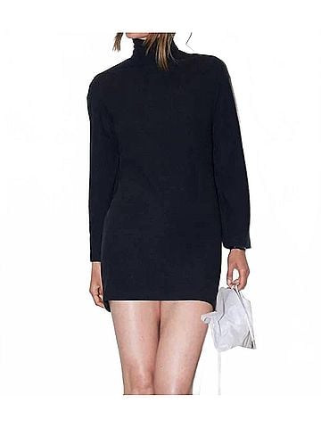 perfectwhitetee Anette Brushed Sweater Mock Neck Dress in Black (view 2)