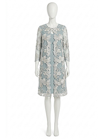 Alex Evenings Embroidered Mock Jacket Cocktail Dress in Gray (view 1)