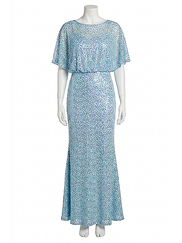 Vince Camuto Boat-Neck Blouson Sequin Gown in Blue (view 1)