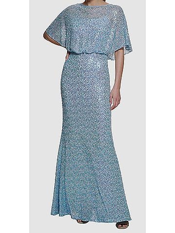Vince Camuto Boat-Neck Blouson Sequin Gown in Blue (view 2)