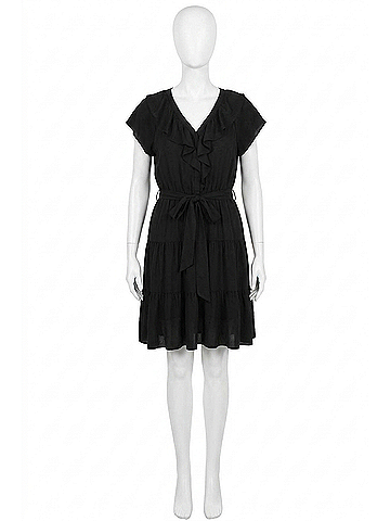 Ralph Lauren Ruffled Short Mini Dress in Black (view 1)