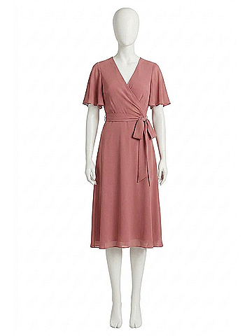 Ralph Lauren Belted Georgette Midi Dress in Pink (view 1)
