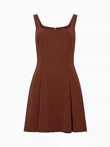 French Connection Square Neck Inverted Mini Dress in Chocolate (view 1)