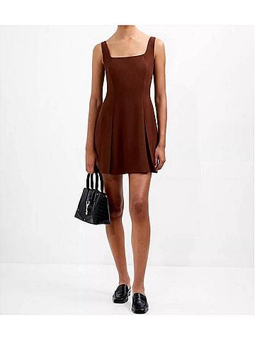 French Connection Square Neck Inverted Mini Dress in Chocolate (view 2)