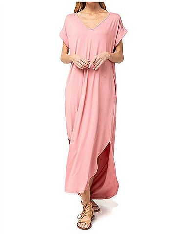 Entro Everyday Pocket Maxi Dress in Dusty Rose (view 2)