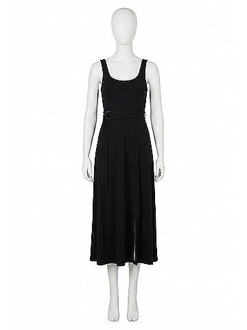 Good American Belted Open Front Swing Tank Dress in Black (view 1)