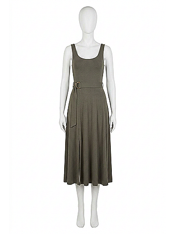 Good American Belted Swing Tank Dress in Sage (view 1)