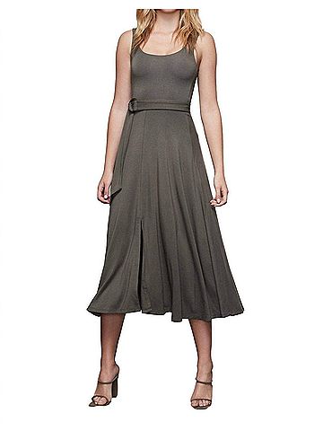 Good American Belted Swing Tank Dress in Sage (view 2)