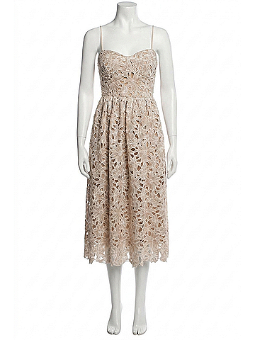 Lucy Paris Mona Lace Dress in Beige (view 1)