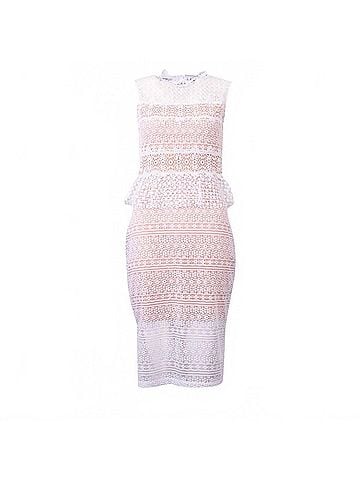 French Connection Ramona Lace Jersey Dress in White (view 1)