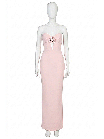 Tarik Ediz Strapless Dress With Cut Out Bodice in Ice Pink (view 1)