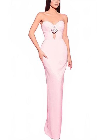 Tarik Ediz Strapless Dress With Cut Out Bodice in Ice Pink (view 2)