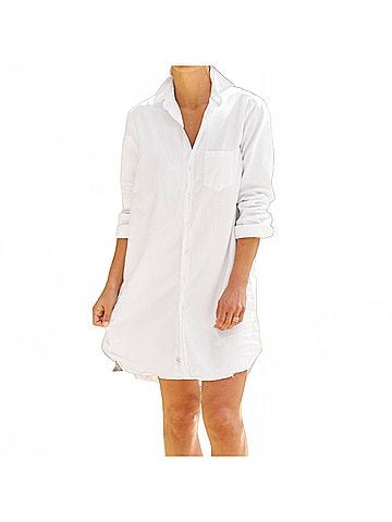 Frank & Eileen Women's Mary Classic Shirtdress in White (view 2)