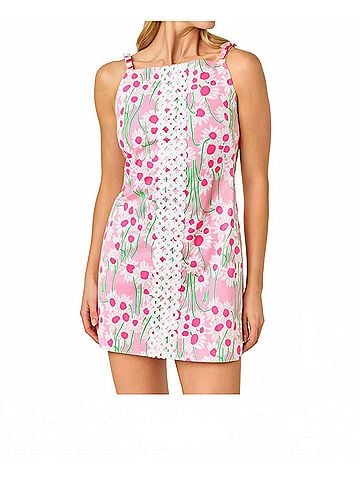 Lilly Pulitzer Delores Sleeveless Romper in Conch Shell Pink Sunny Daisies (view 2)
