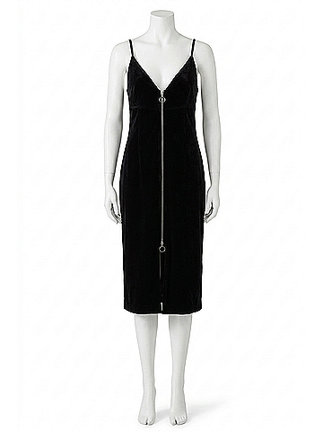 7 For All Mankind Velvet Midi Dress in Black (view 1)