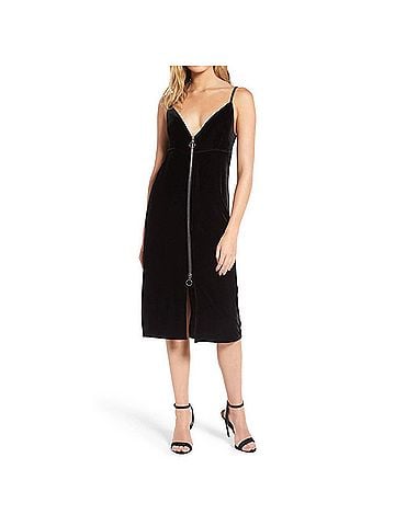 7 For All Mankind Velvet Midi Dress in Black (view 2)