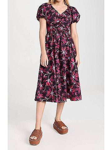 Ulla Johnson Cecile Midi Dress in Zinnia Red (view 2)