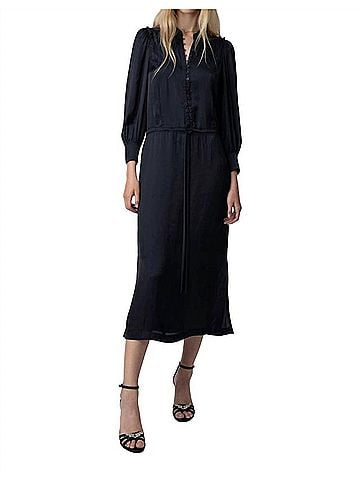 Zadig & Voltaire Relinda Satin Dress in Encre (view 2)