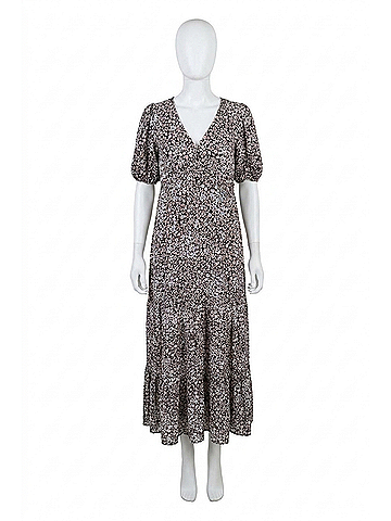 Saltwater LUXE Short Sleeve Seventies Daisy Maxi Dress in Black (view 1)