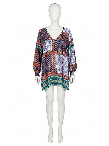 Velzera Patch Floral Baby Doll Mini Dress in Multi (view 1)