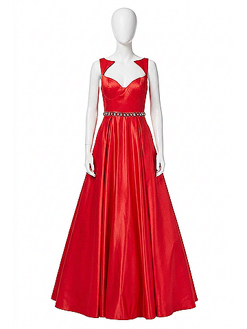 Angela & Alison Beaded Prom Dress in Hot Red (view 1)