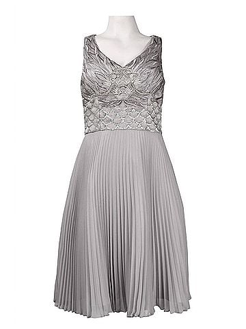 Sue Wong Sleeveless Embellished Accordion Dress in Platinum (view 1)