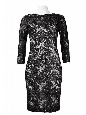 Sue Wong Sequined Mesh Short Dress in Black (view 1)